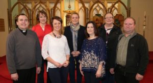 L-R Fr Declan Mulligan PP, Ann Clenaghan, Catherine McQuillan, Clare Ward, Collette Baine, Sharon Livingstone, Oliver Haire